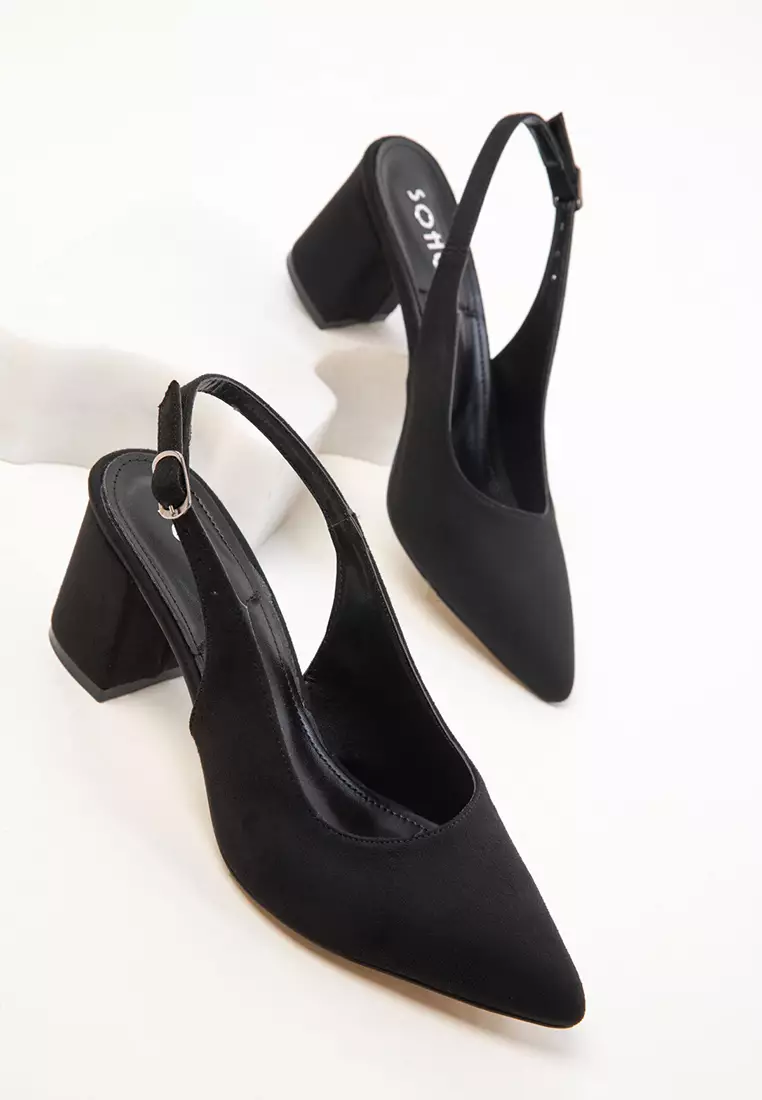 Black Suede Women's Classic Heeled Shoes 20371