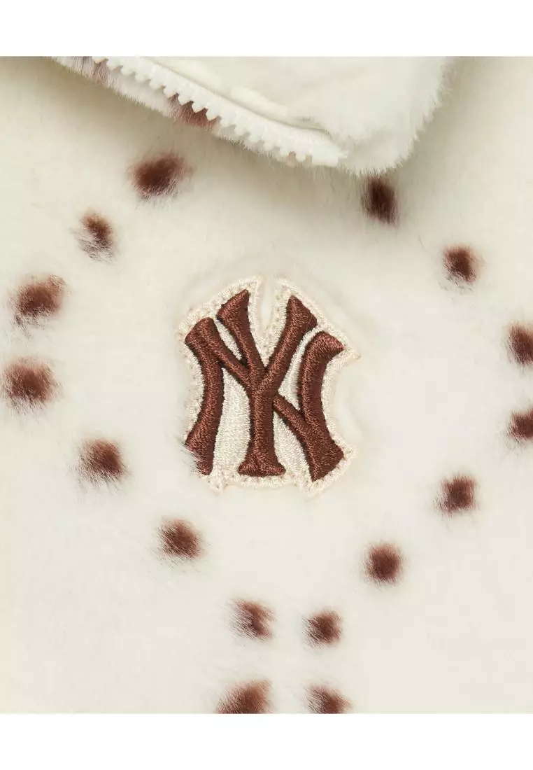 MLB WOMENS DIA MONOGRAM CROP ECO FUR JACKET NEW YORK YANKEES