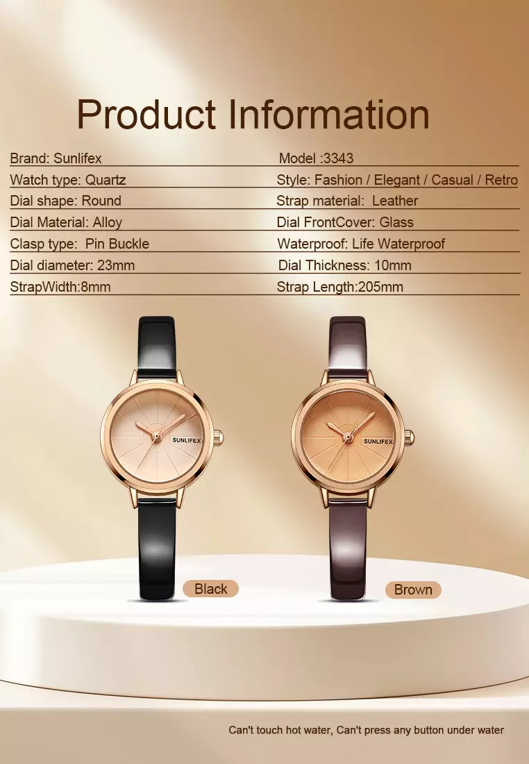 Jam Tangan Wanita Korea Retro Mini Dial Kasual Tali Kulit Jam Tangan Cewek Original brown