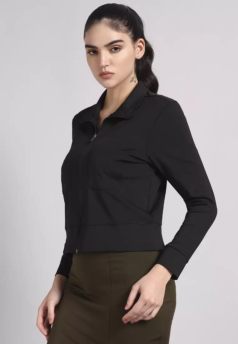 Women's Vertex Luxe Crop Performance Black Jacket