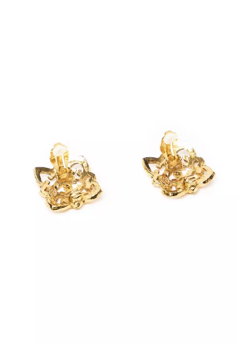 Pre-Loved CC Square Clip On Earrings