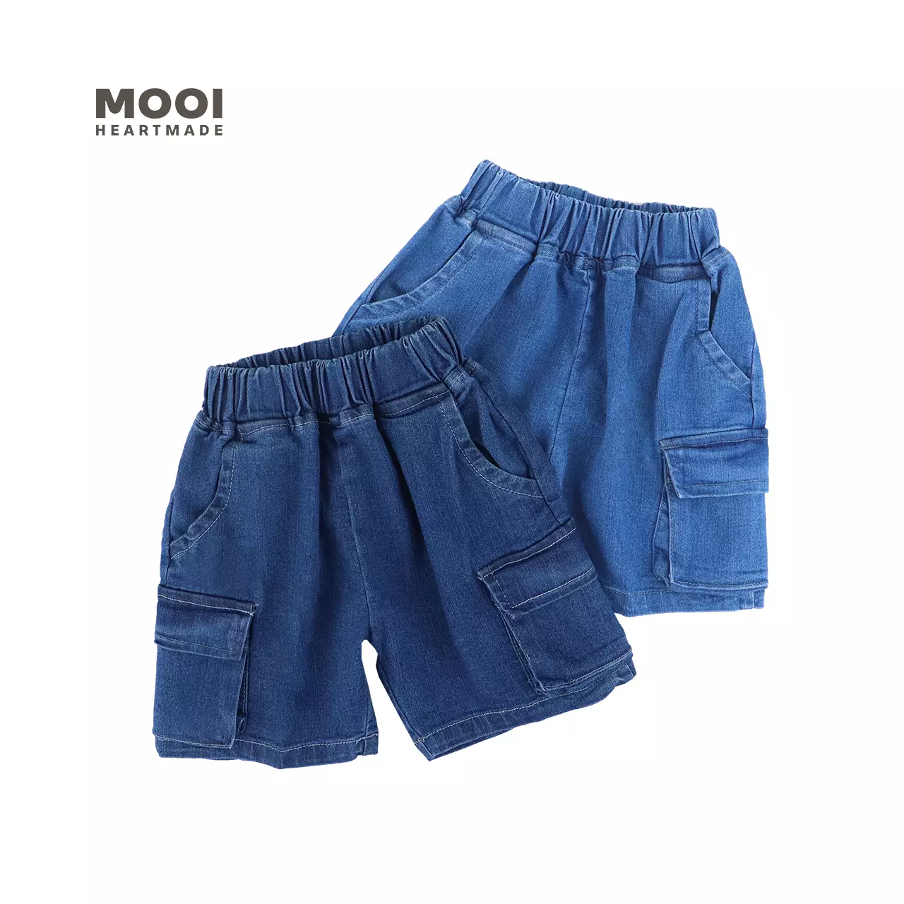 Mooi Celana Jeans Anak Kids Denim Bian Short Cargo Pants - Dark Blue