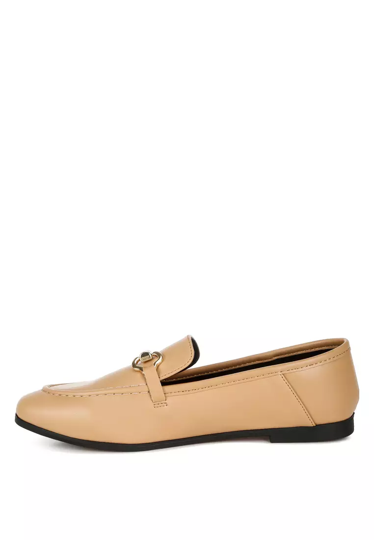 Horsebit Embellished Loafers in Tan