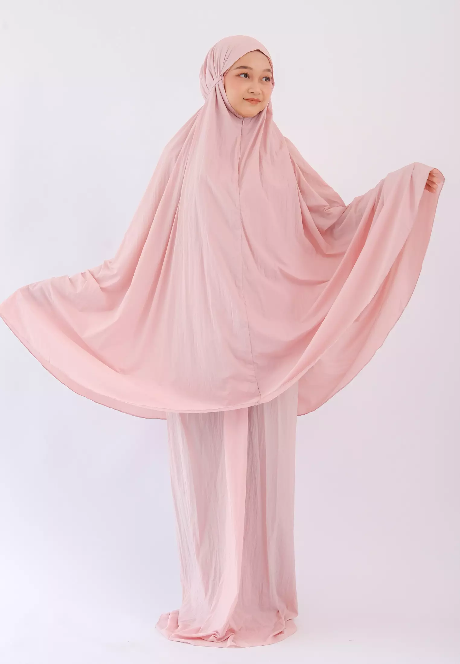 Zelena - Mukena Parasut Airflow Polos With Pouch - Pink Pearl