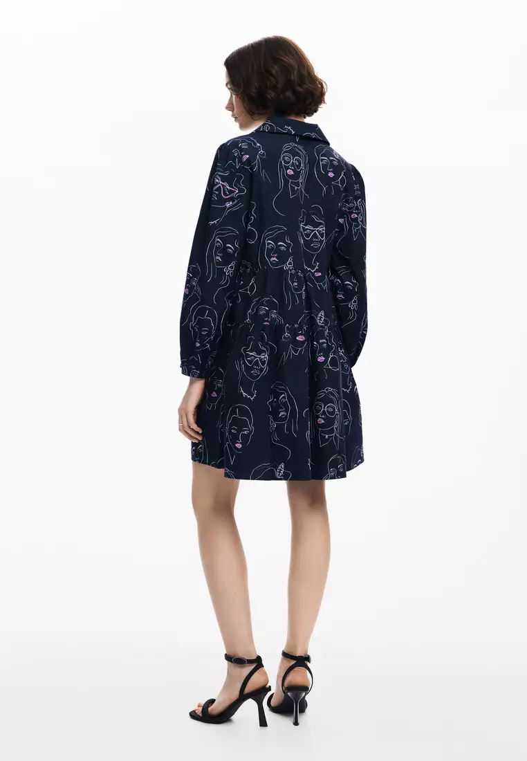 Desigual Woman Mini dress with faces.