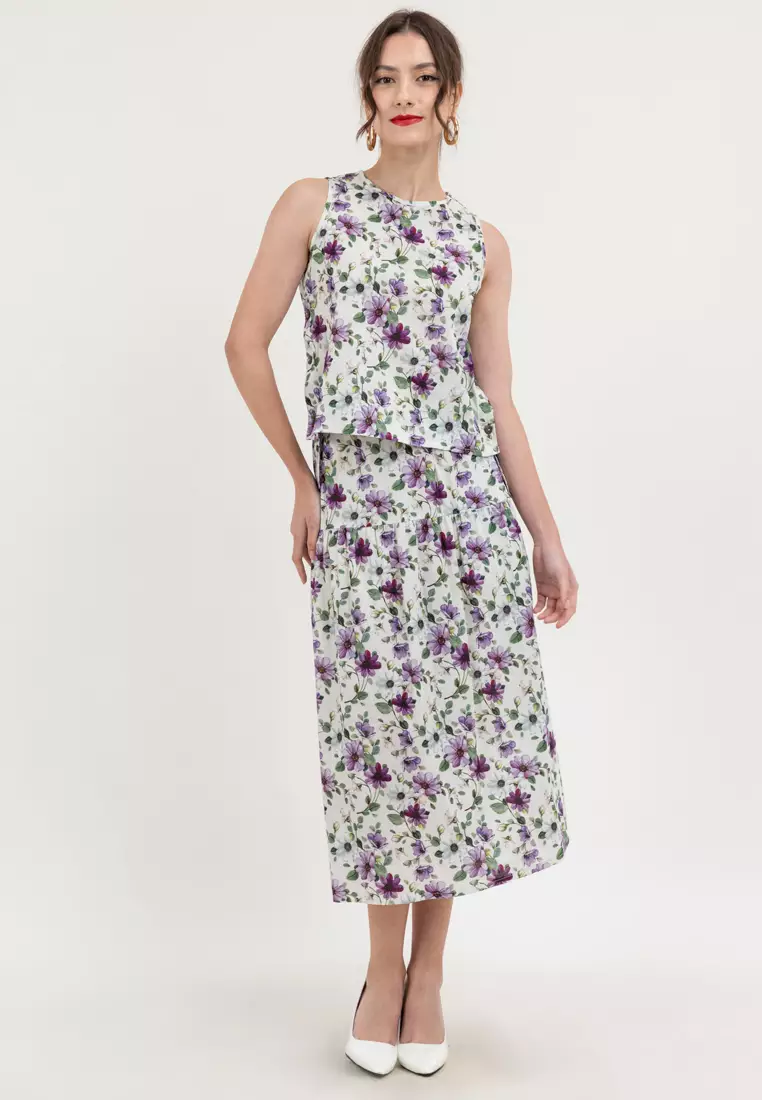 London Floral Blouse with Side Buttons