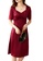 OUNIXUE red Temperament Solid Color Waist Dress 8CEE6AA5F73BD4GS_1