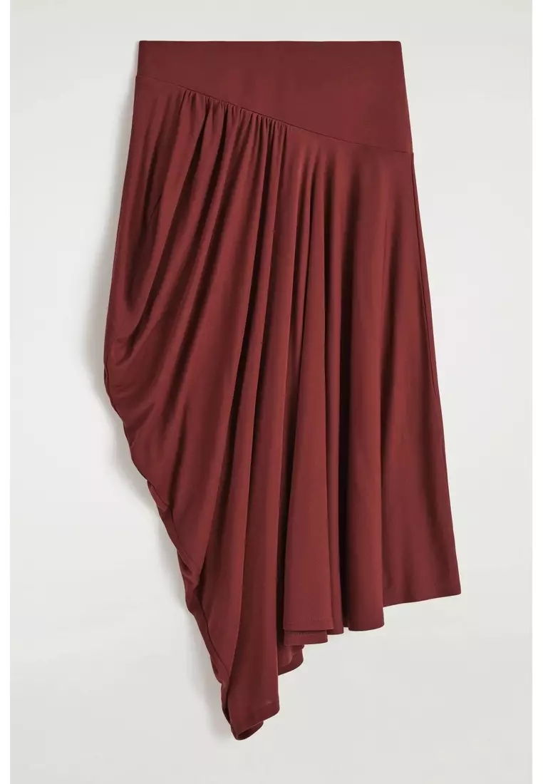 ASYMMETRIC DRAPED MIDI SKIRT