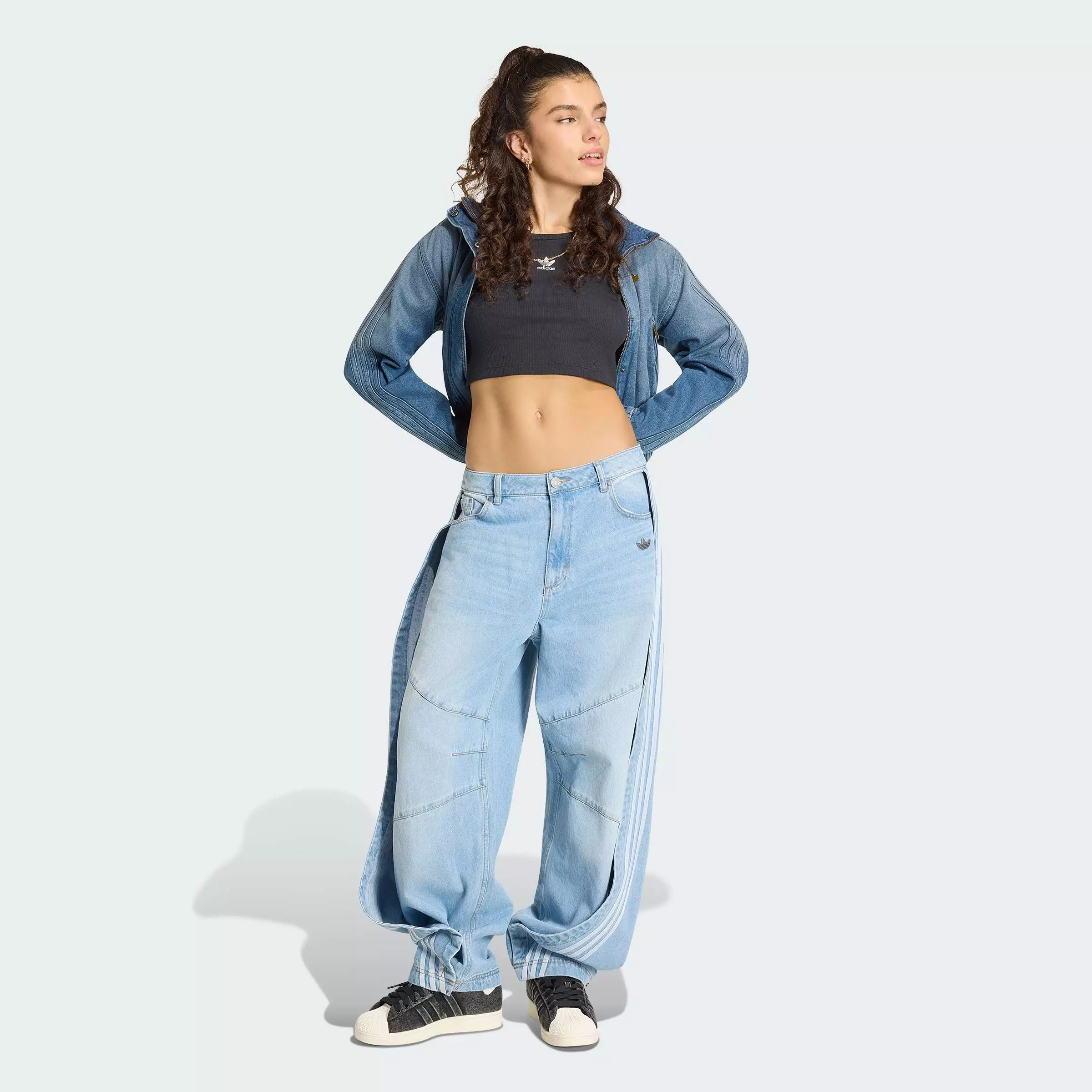 Lifestyle ADILENIUM 5.0 BANANA OVERLAY DENIM PANTS Women Blue KY5188