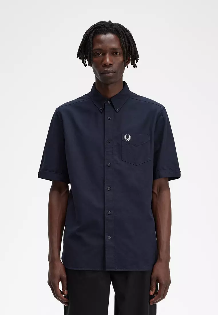Fred Perry M5503 Oxford Short Sleeve Shirt Navy