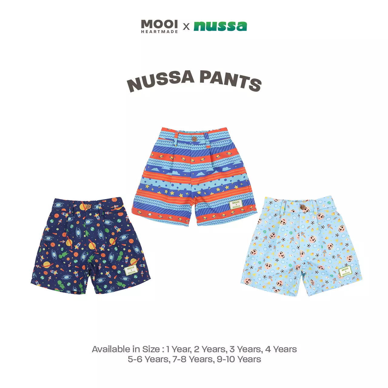 Mooi x Nussa Celana Pendek Anak Nussa Pants - Sky Blue
