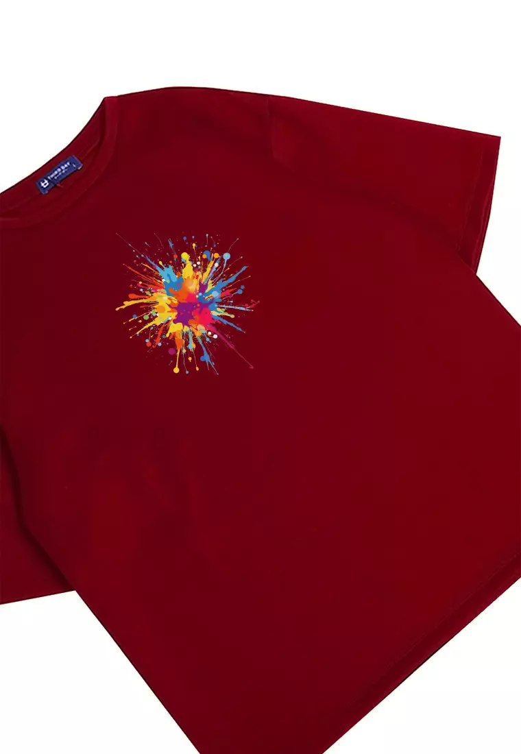 MTP83 kaos oversize art abstrak aesthetic bahan tebal scuba colorful splat maroon