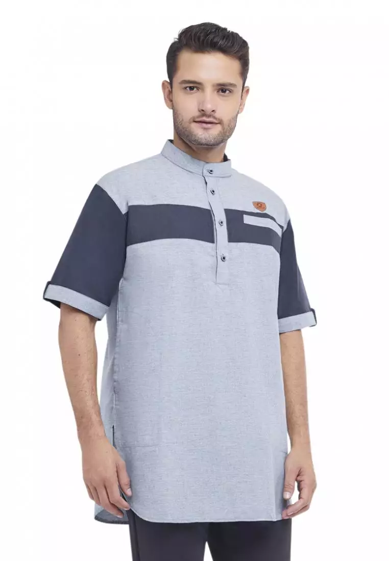 Zayidan Baju Koko Gamis Muslim Pria Nabeel - Biru