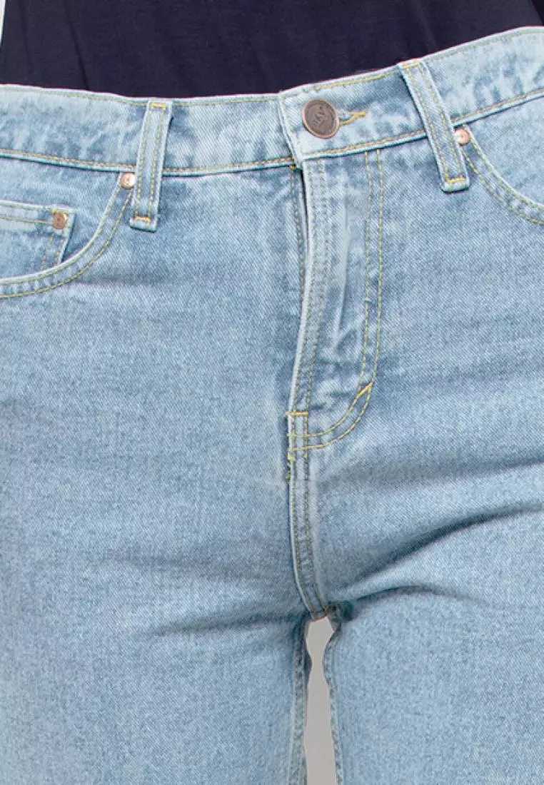 Plain Boyfriend Jeans in Light Blue