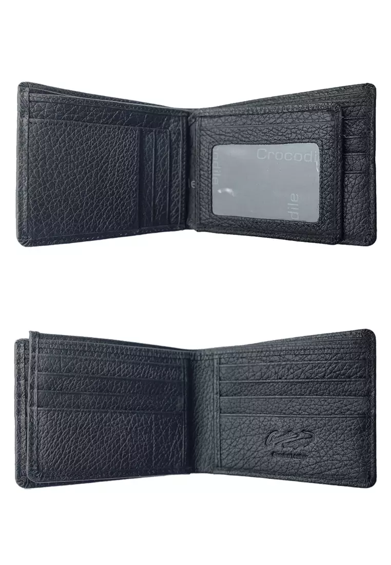 Crocodile H7006R Dompet Tri-fold Wallet Leather Kulit Original - Hitam