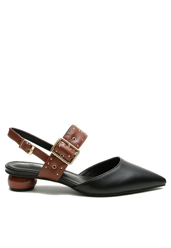 Twenty Eight Shoes black Color matching Pointed Toe Round Mid Heels YLT301-1 124ECSHA4FE293GS_1