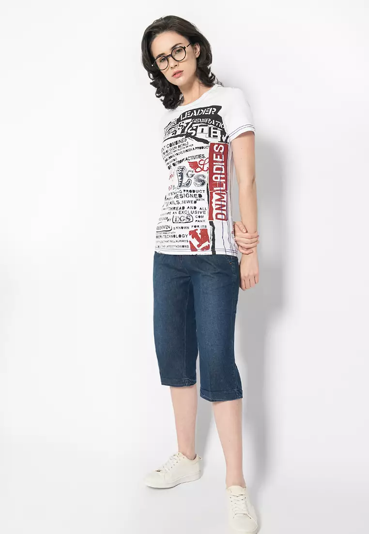 LGS Kaos Wanita Warna Putih Motif Sablon LLTS.555.T676M.019.7C