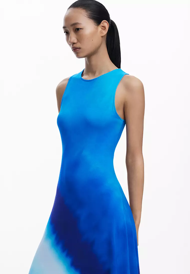 Tie-dye ruched dress