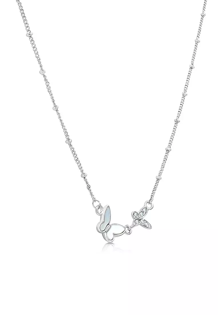 Claire Mother of Pearl or Abalone Shell Earrings with Double Butterfly Necklace Jewelry Gift Set