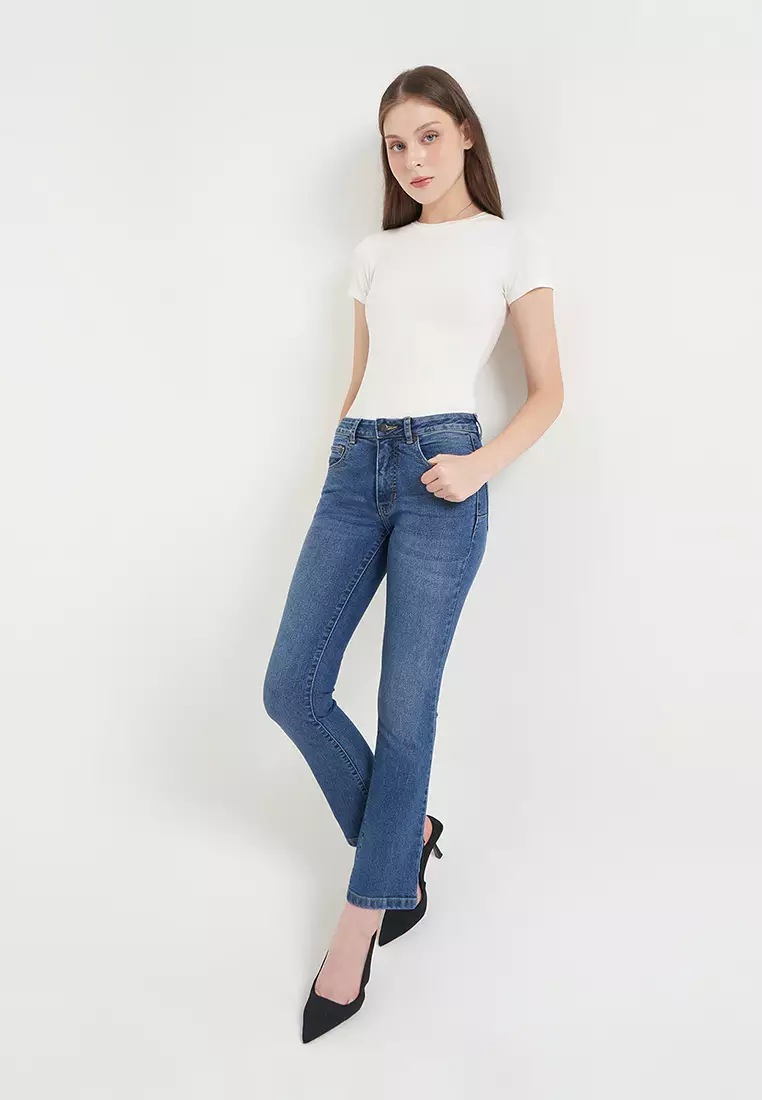 DUST Celana Mid Rise Bootcut Jeans Niara Blue (D. 31320)