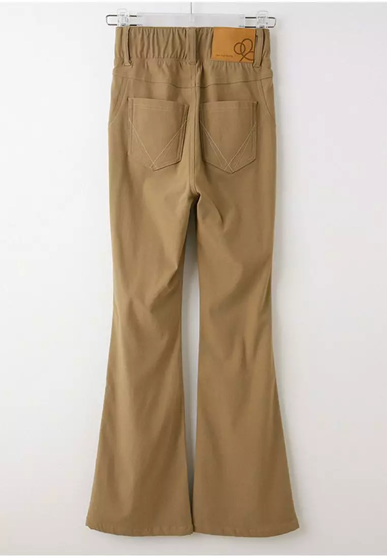High-Waist Shaping Flared Pants with Stretch Wide Waistband [BA7617]