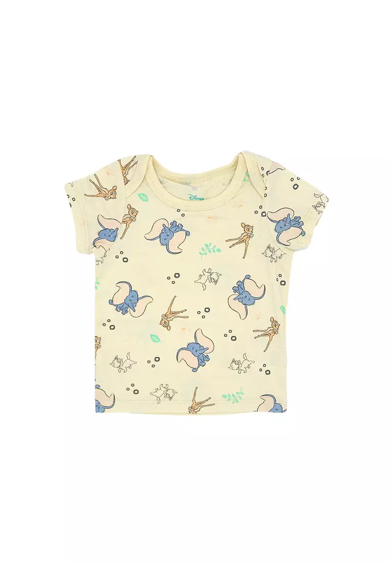 Licensed Newborn Essentials Regular T-Shirt Pack of 3 "Marie,Dumbo & Bambi" - Sweetcorn/Tropical/Orchid