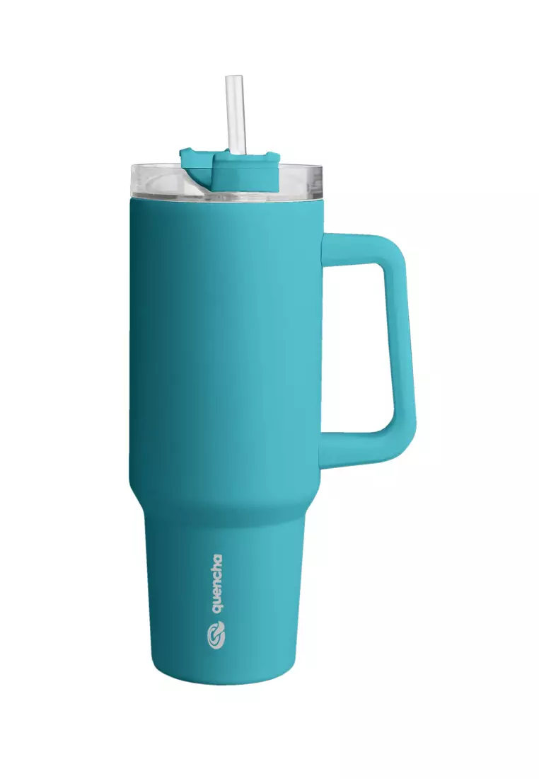 37oz Stainless Steel Straw Lid Insulated Mug Tumbler 1100ml Double Wall 24Hr Cold BPA-Free - Forest Green