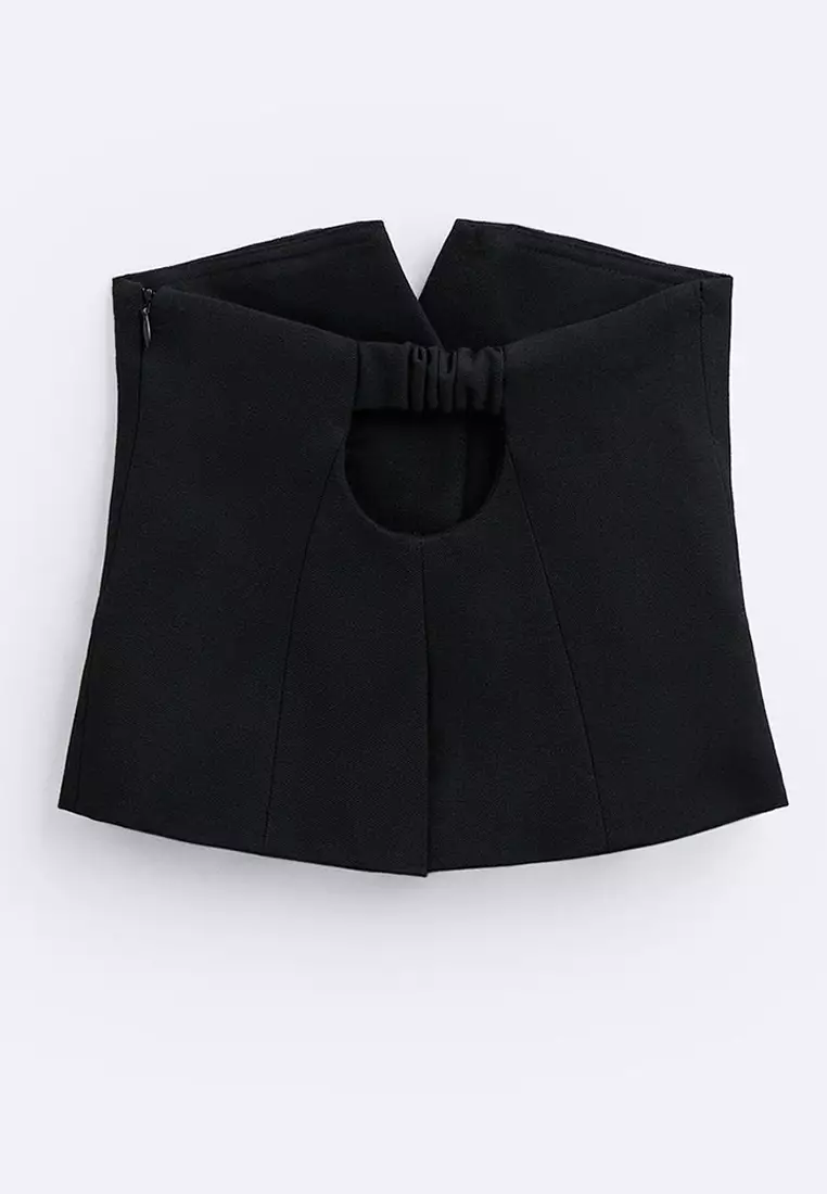 Strapless Faux Blazer Top