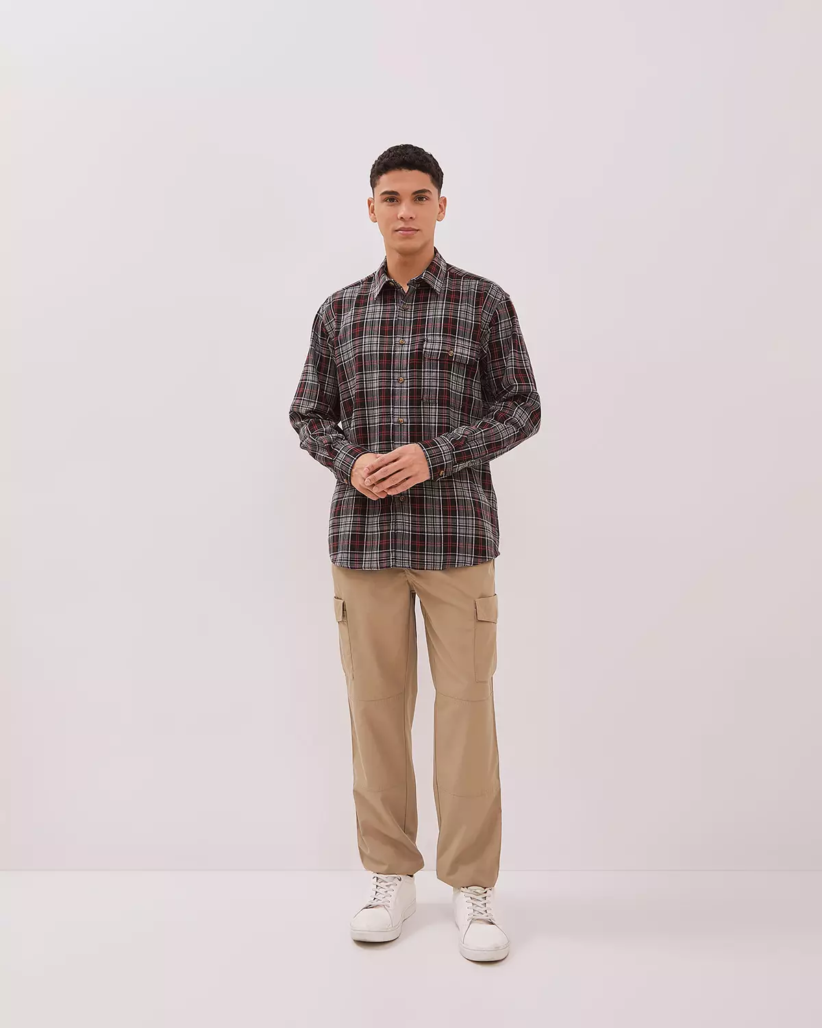 MEN'S BLACK FLANNEL SHORT SLEEVE SHIRT