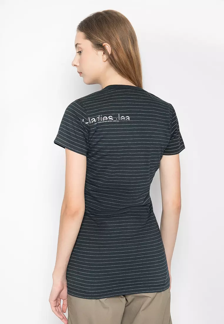 LGS - Kaos Casual Wanita - Lengan Pendek - Motif Salur - Navy - LLTS.520.HD241.028.7C