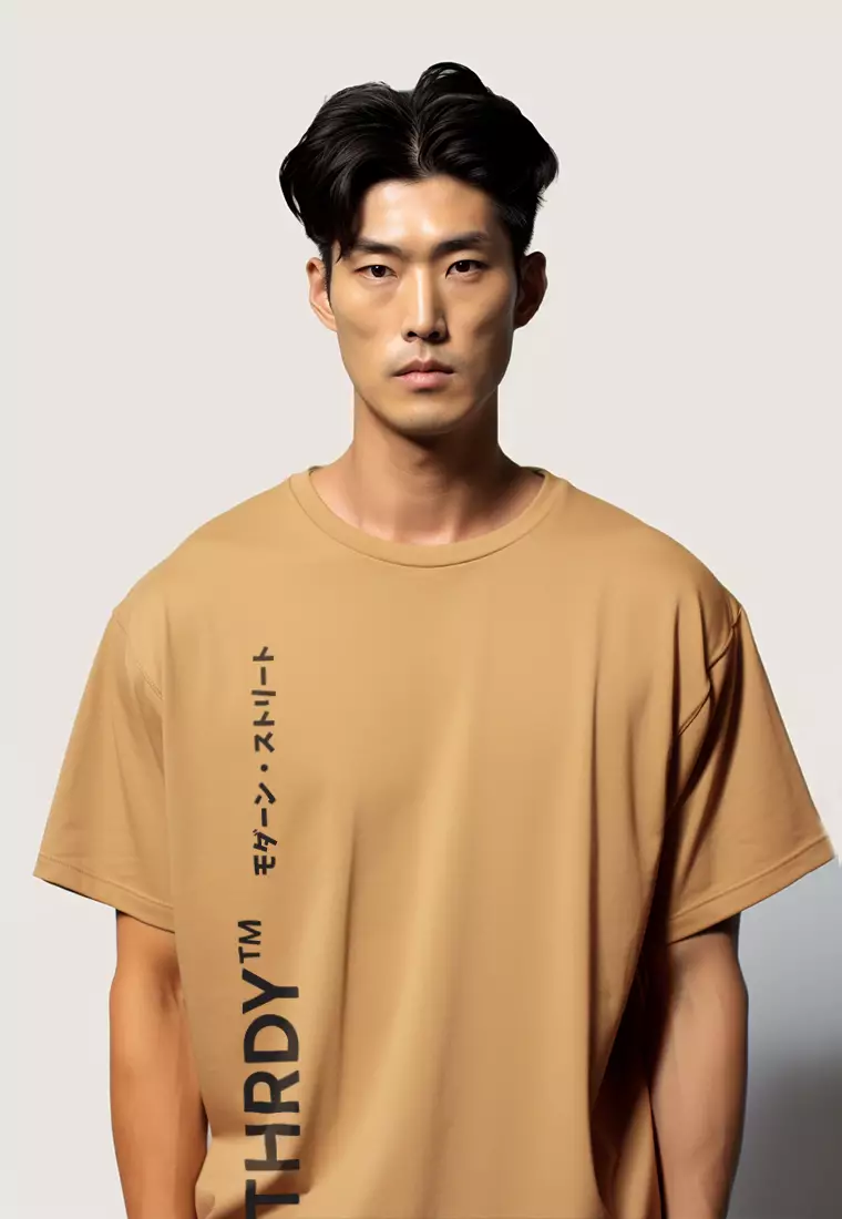 MTV77 Kaos Oversize Distro Pria Thirdday THRDY Tm Vertikal Khaki