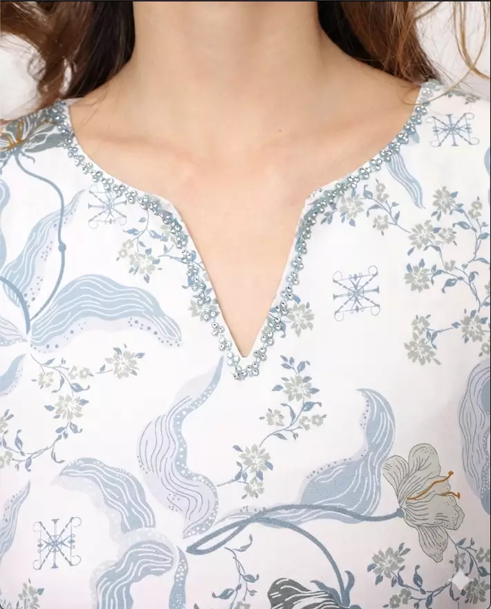 Elara Wide Sleeve Caftan in Blue