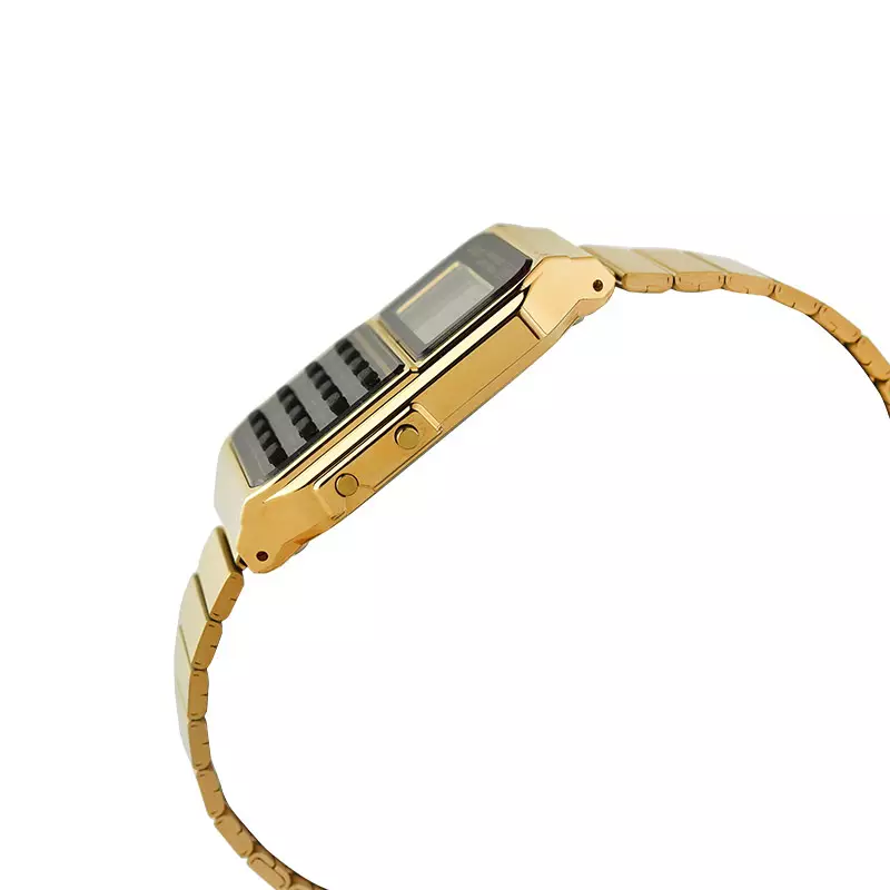Jam Tangan Unisex Casio General CA-500WEG-1ADF Vintage Calculator Digital Dial Gold Stainless Steel Band