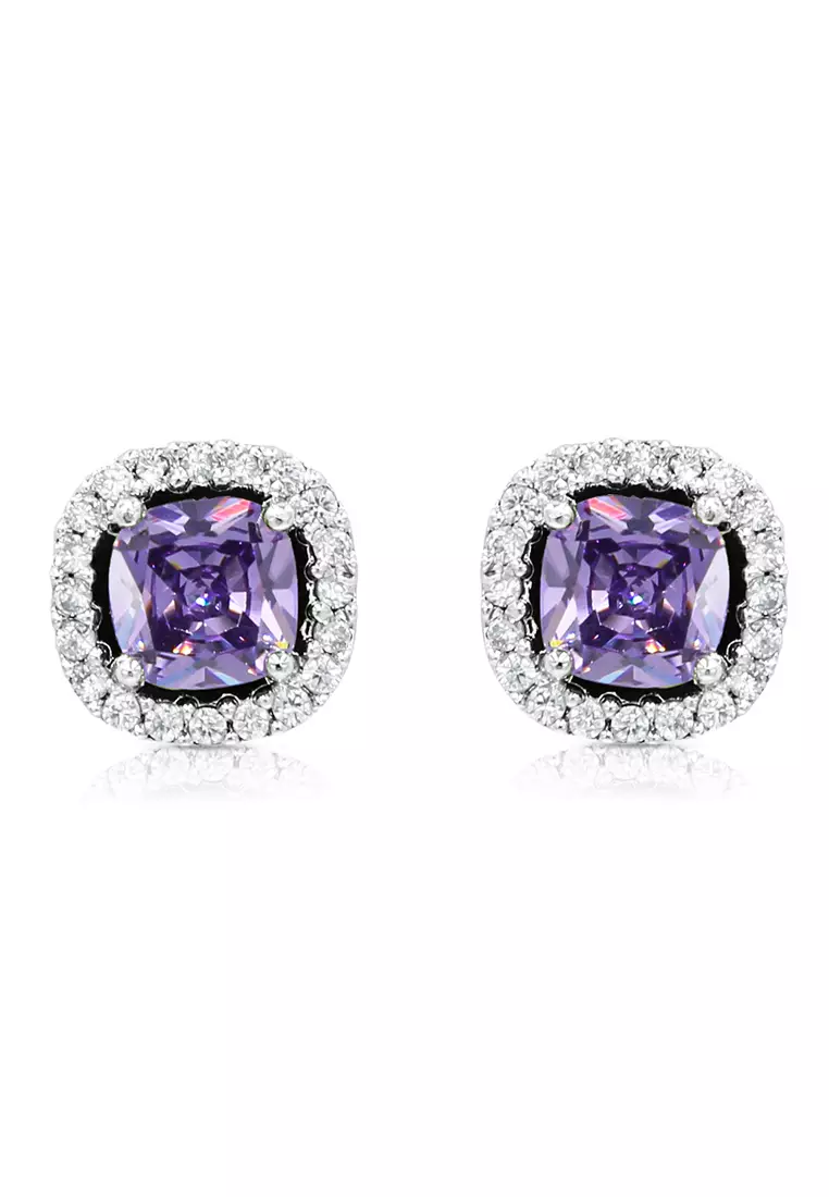 Purple diamond discount stud earrings