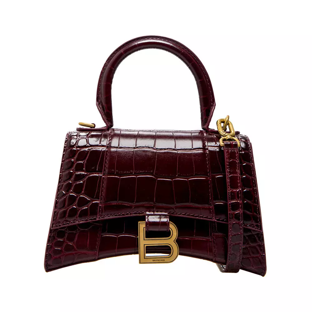 Jual Balenciaga Balenciaga Hourglass XS Top Handle Bag Croco Dark Red ...