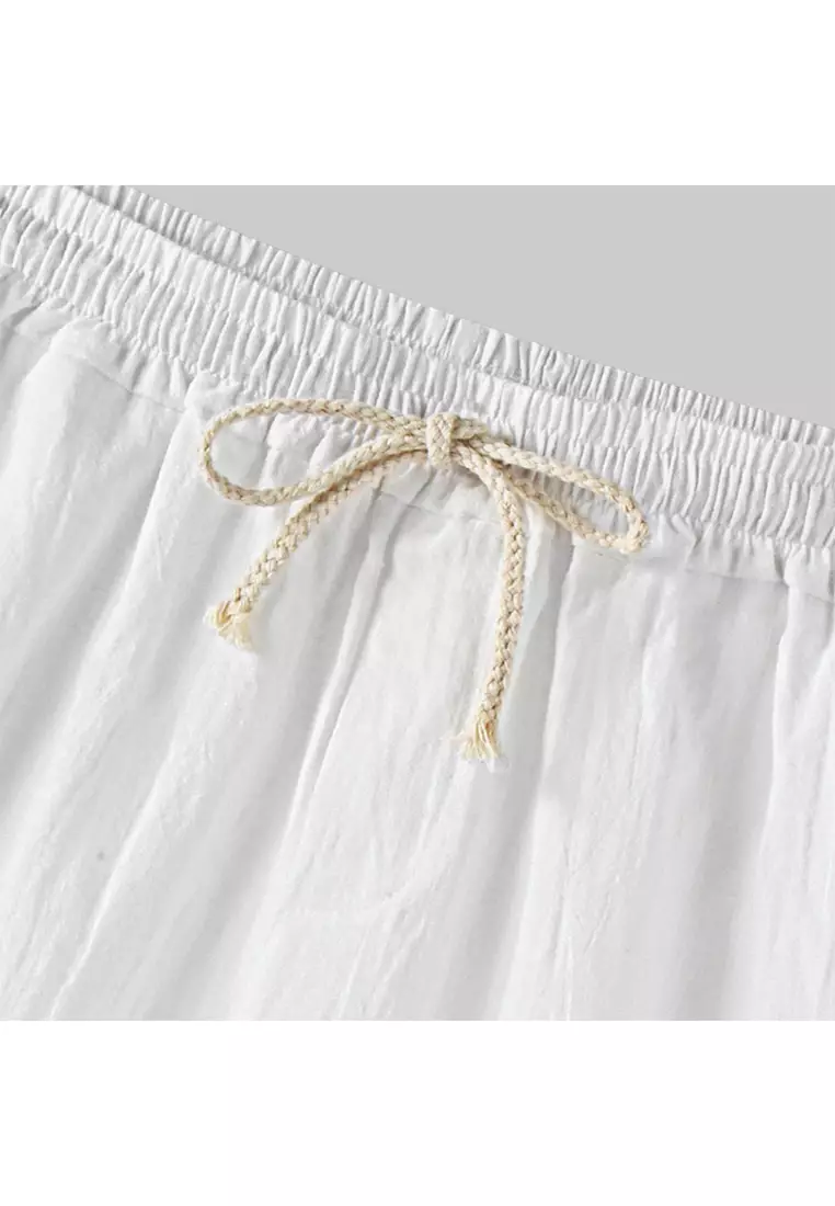 Cotton Linen Solid Color Beach Shorts YL-DK01