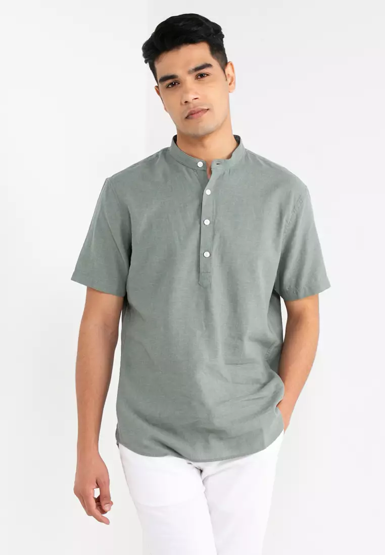 LINEN SHORT SLEEVE HENLEY