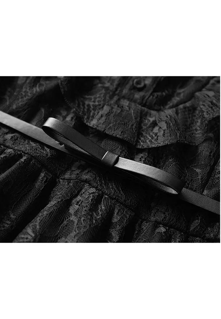 Square Neck Short Sleeve Lace Cocktail Dress