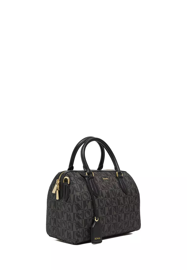 Bonia Black Martina Monogram Medium Satchel Bag