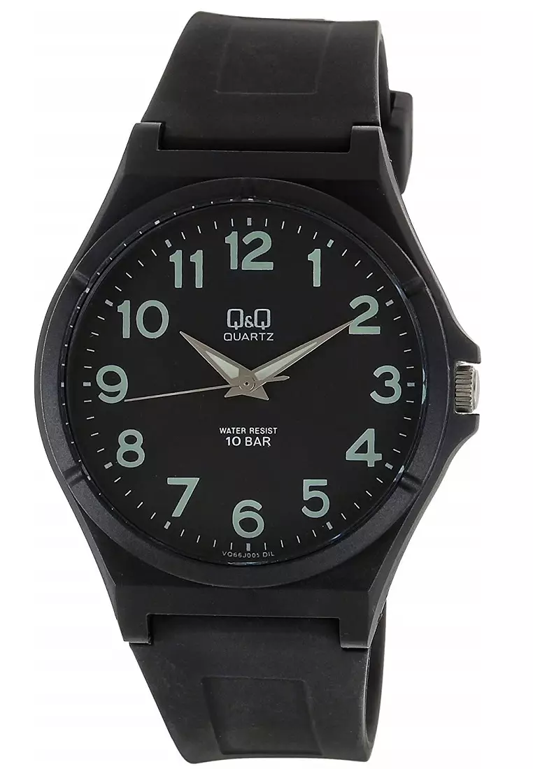 Q&Q QNQ QQ Original Watch Jam Tangan Analog Pria Tali Karet VQ66 VQ66J Water Resist VQ66J005 VQ66J005Y