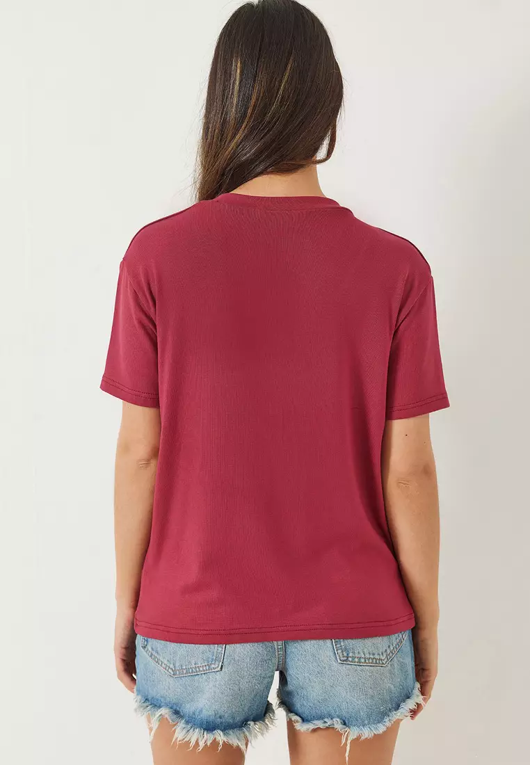 Women's V-Neck Short Sleeve Viscose T-Shirt 3077 60283074