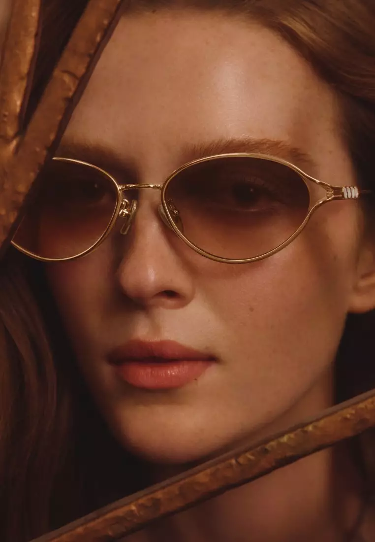 QUAY Formal Affair Adorned Sunglasses - Gold/Brown Rose