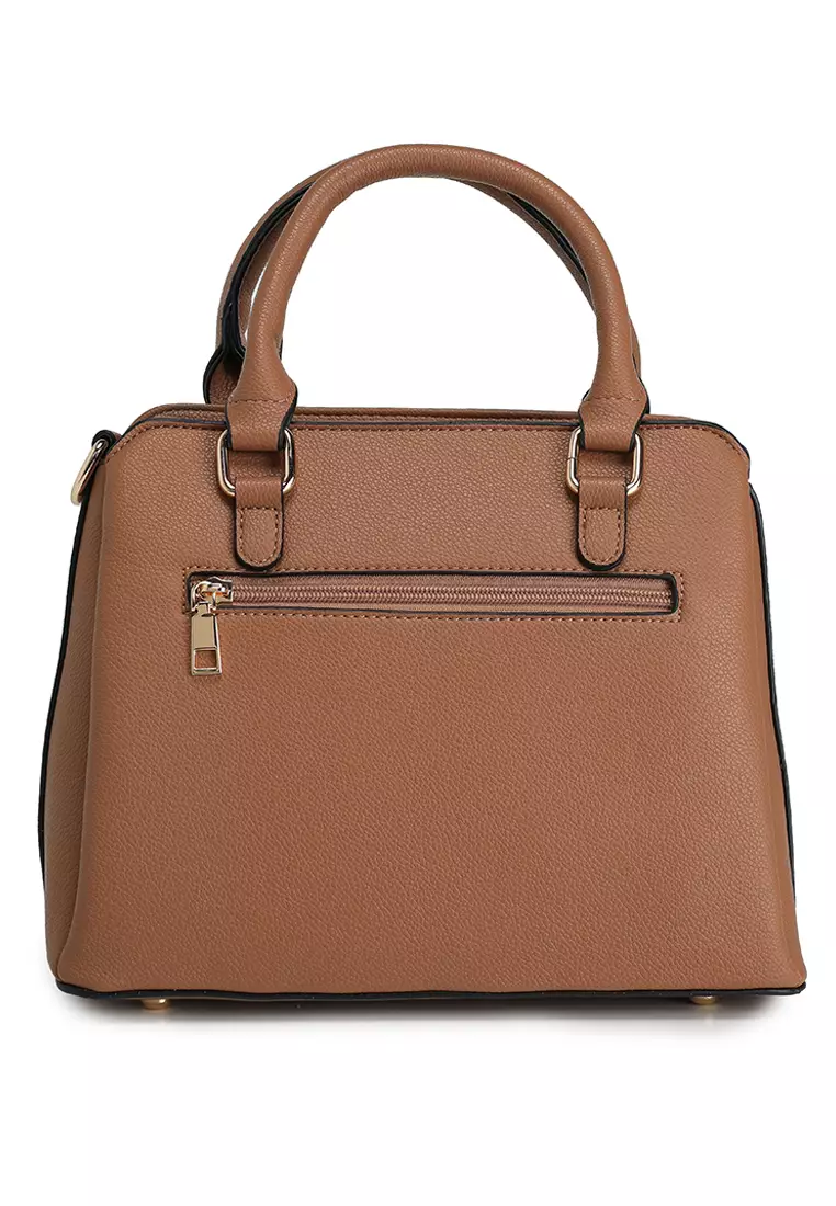 Pebbled Multi-Compartment Top Handle Bag