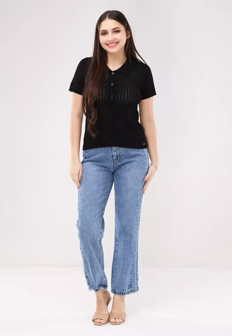 Knitted Short Sleeves Blouse