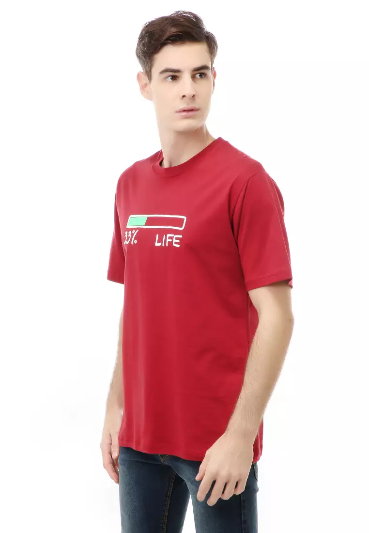 Jack T-Shirt Atasan Kasual Kaos Pria Life Lengan Pendek Material Cotton ORIGINAL - Maroon