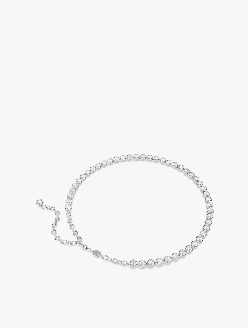 Imber Tennis Necklace, Round Cut, White, Rhodium Plated - White