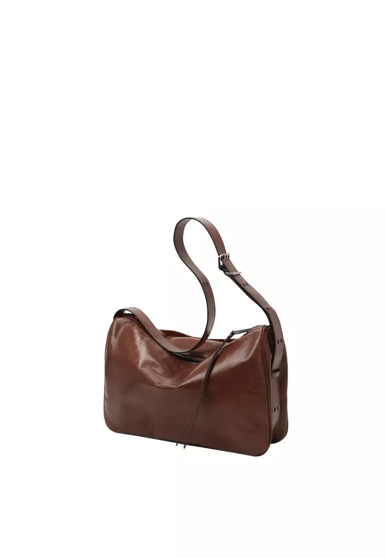 Slip Pockets Shoulder Bag - Caramel