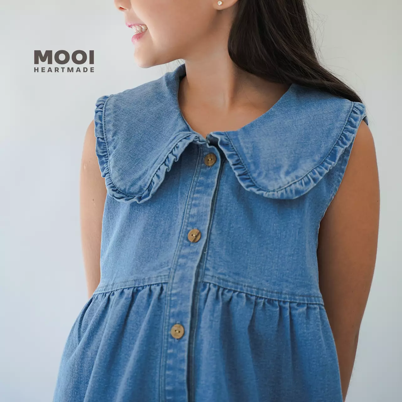 Mooi Dress Jeans Anak Kara Denim Dress - Light Blue