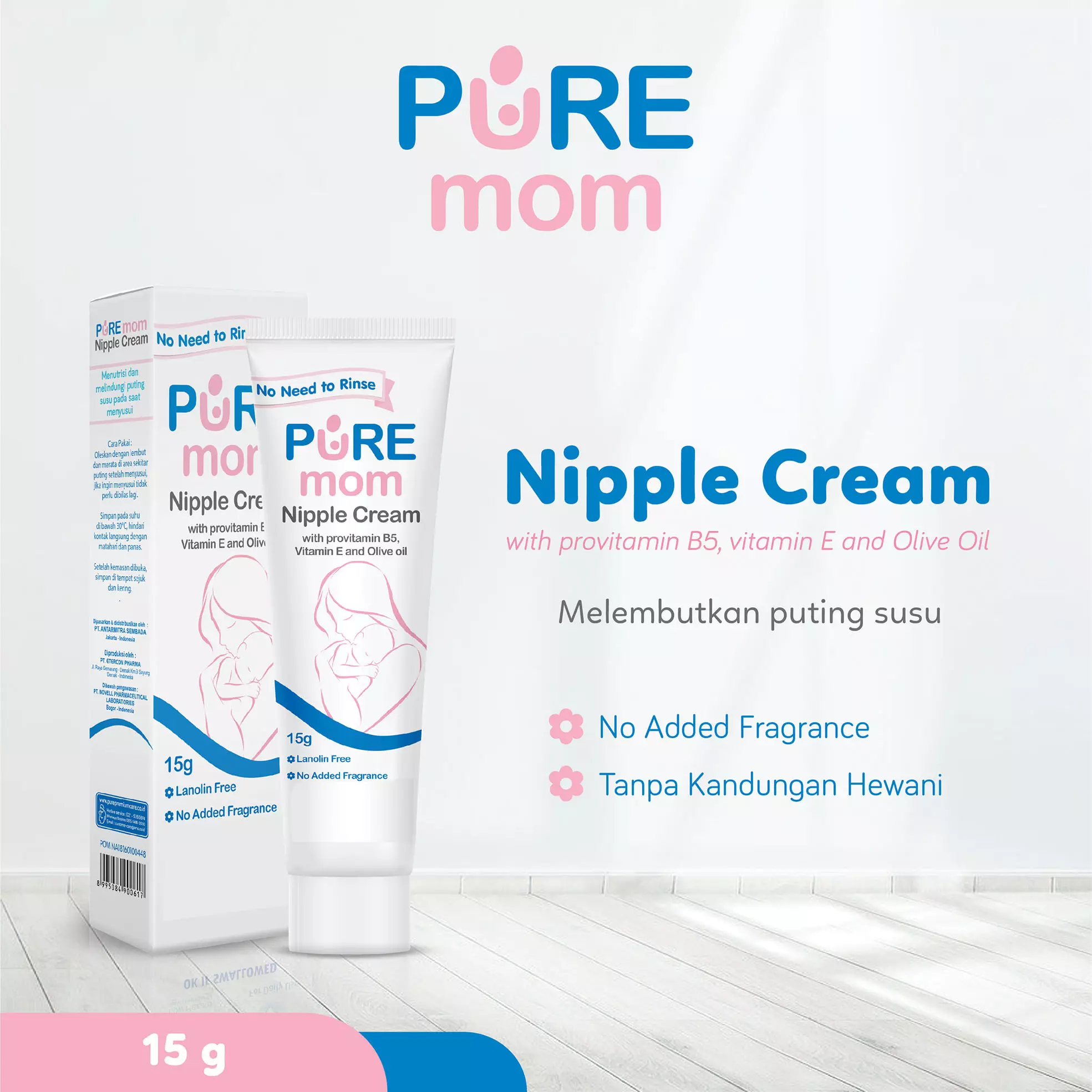 Pure Mom Nipple Cream 15gr / Nipple Cream Pure Baby / Krim Puting Susu PureBB Kids