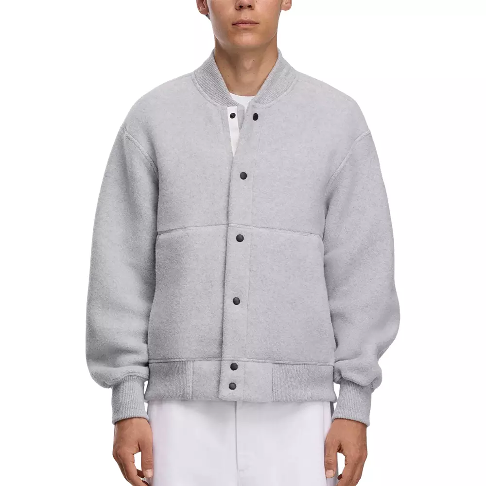 Hudson Fleece Bomber Jacket with White Label Silverbirch Heather